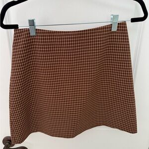 Wilfred Brown Plaid Mini Skirt